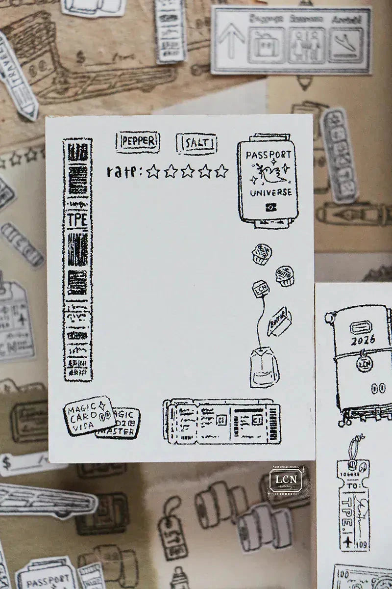 LCN Design Studio Wood Mounted Rubber Stamp - Travel Stamps LCN # 1 