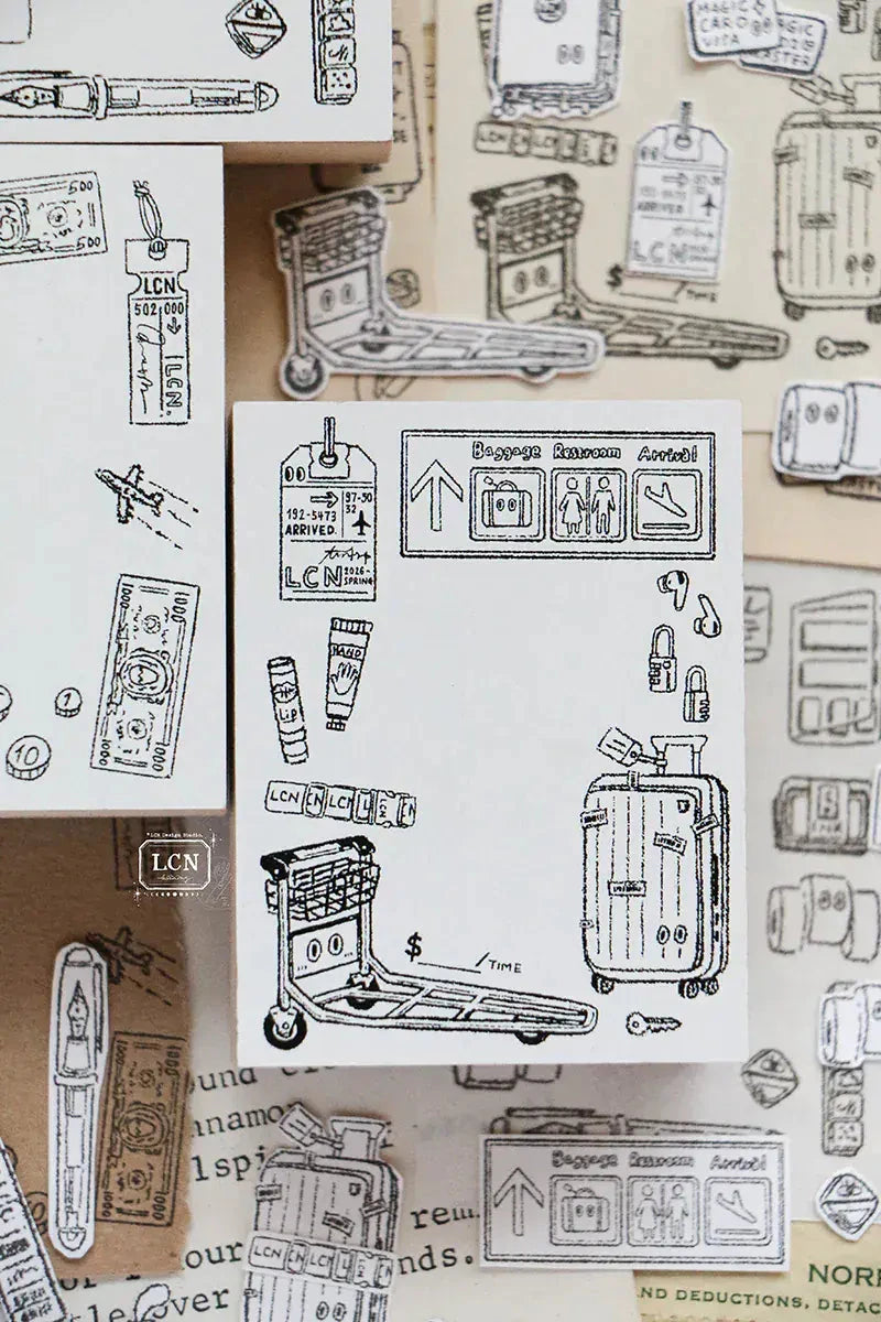 LCN Design Studio Wood Mounted Rubber Stamp - Travel Stamps LCN # 4 