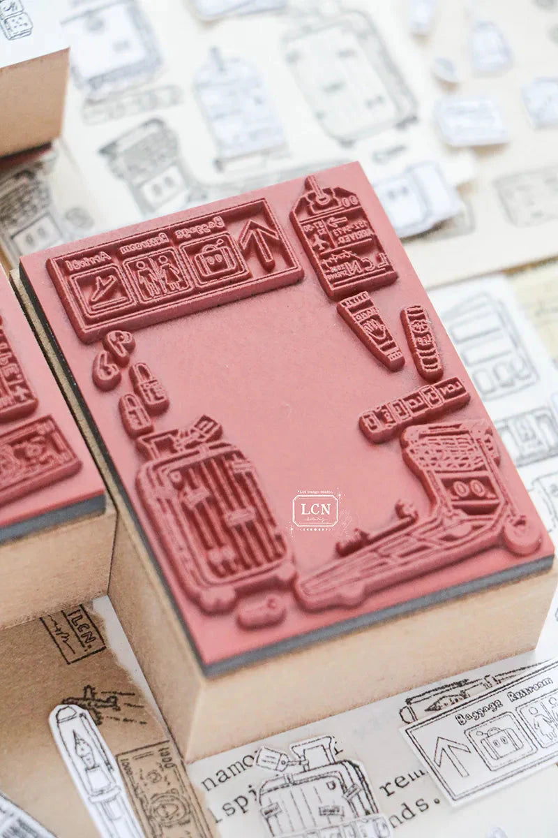 LCN Design Studio Wood Mounted Rubber Stamp - Travel Stamps LCN 