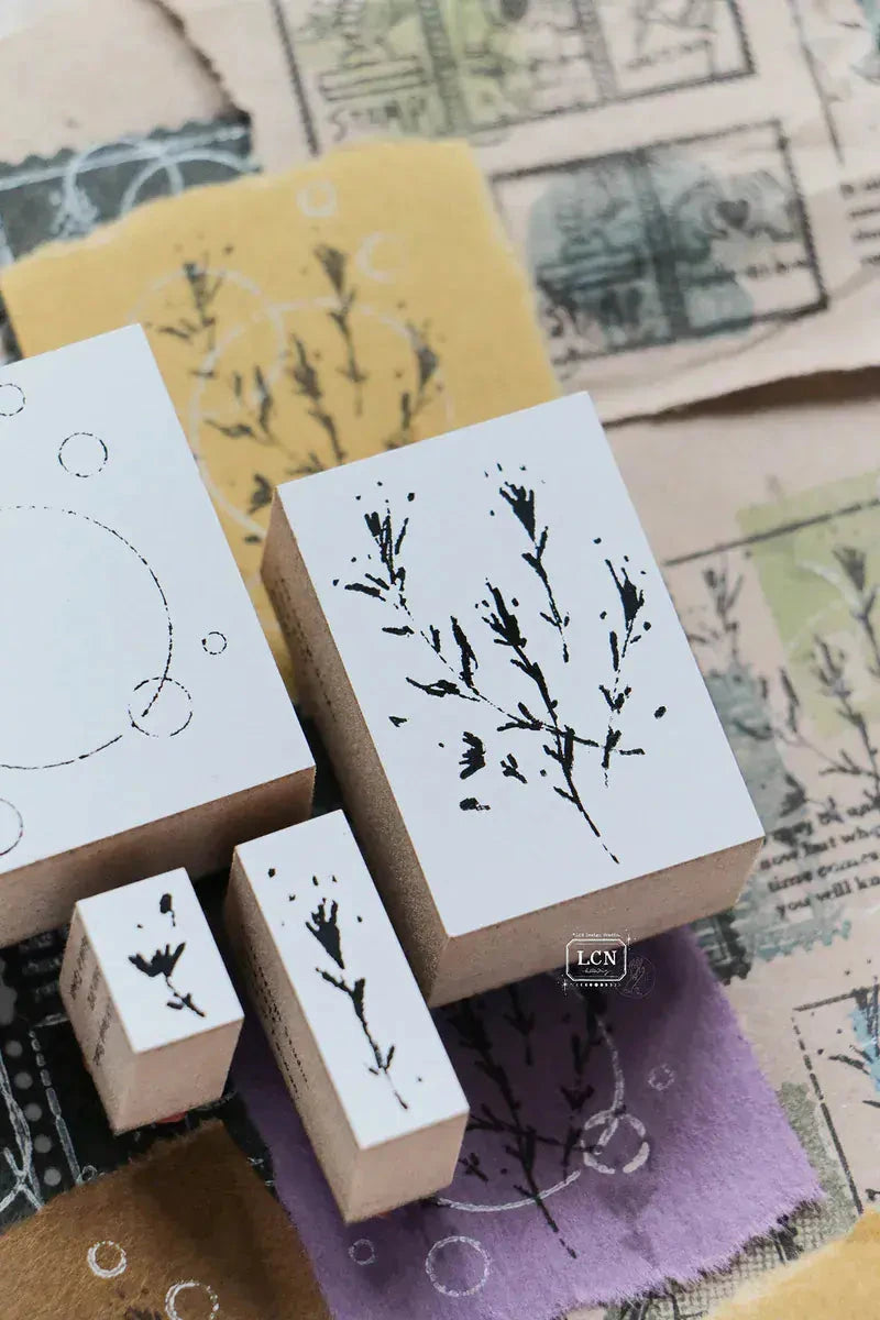 LCN Design Studio Wood Mounted Rubber Stamp - Wild Flower Set Stamps LCN 