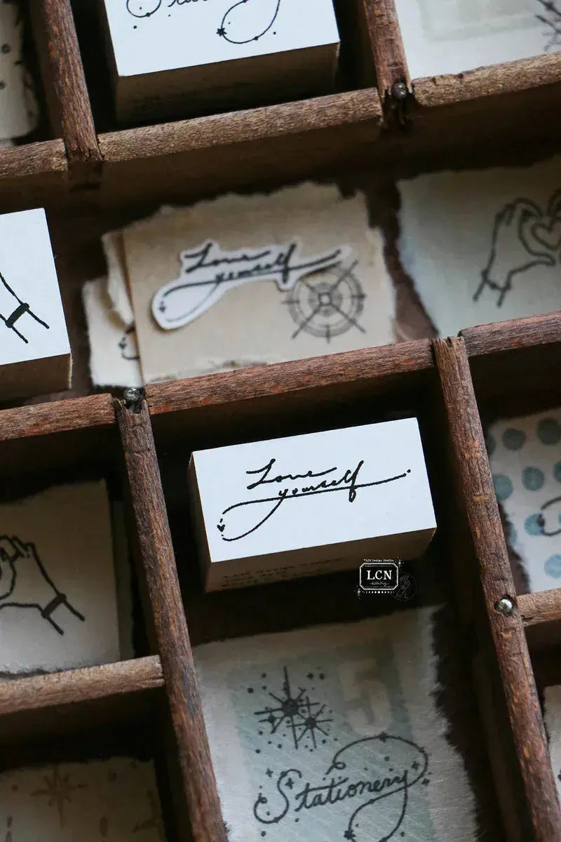 LCN Design Studio Wood Mounted Rubber Stamp - Word Stamp Stamps LCN Love Yourself 