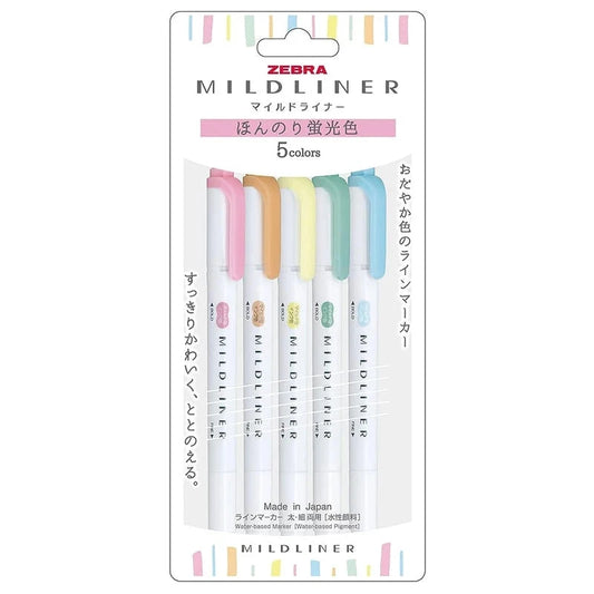 Zebra Mildliners Double-Sided Highlighters Fine/Bold - Flourscent Set 5pk Writing & Coloring Zebra 