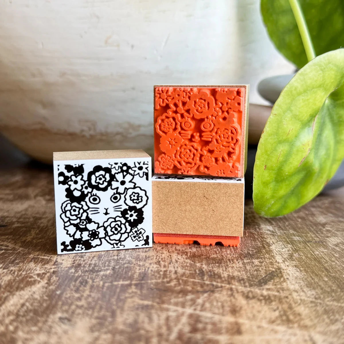 Sanby Yumi Kitagishi Rubber Stamp - Cats Flower Shop Stamps Sanby 