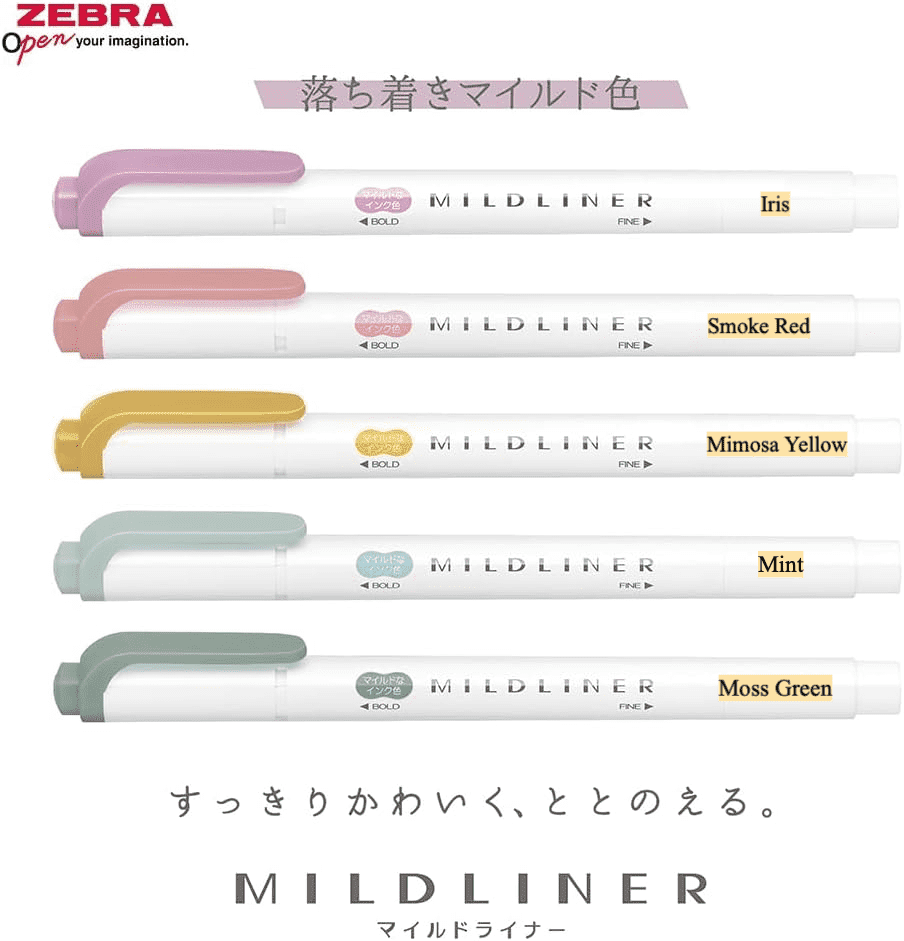 Zebra Mildliners Double-Sided Highlighters Fine/Bold Writing & Coloring Zebra 