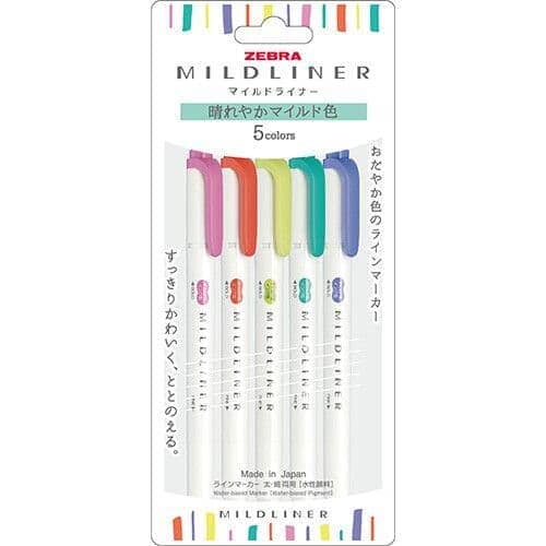Zebra Mildliners Double-Sided Highlighters Fine/Bold - Bright Set 5pk Writing & Coloring Zebra 