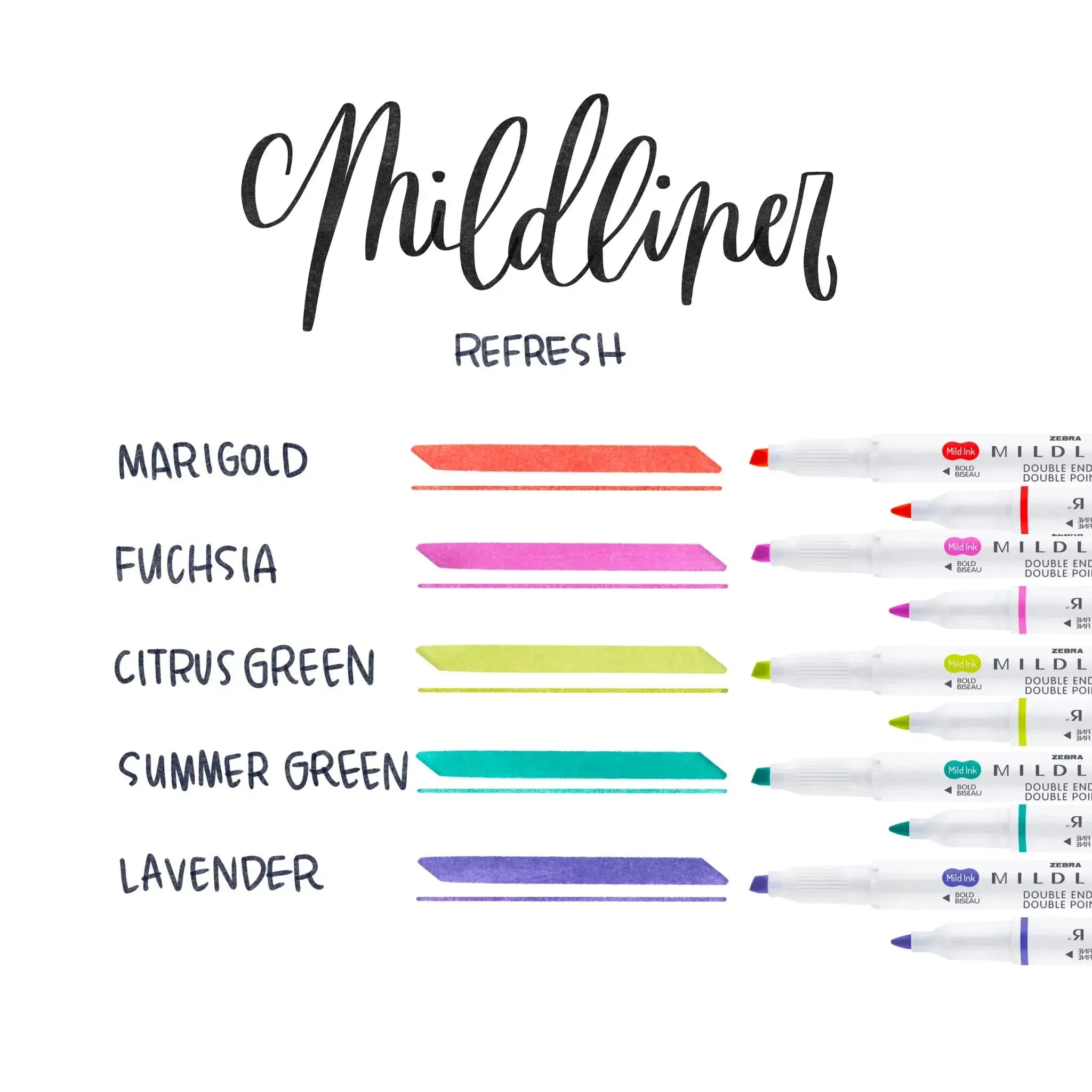 Zebra Mildliners Double-Sided Highlighters Fine/Bold - Bright Set 5pk Writing & Coloring Zebra 