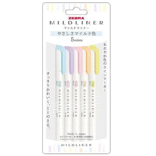 Zebra Mildliners Double-Sided Highlighters Fine/Bold - Gentle Set 5pk Writing & Coloring Zebra 