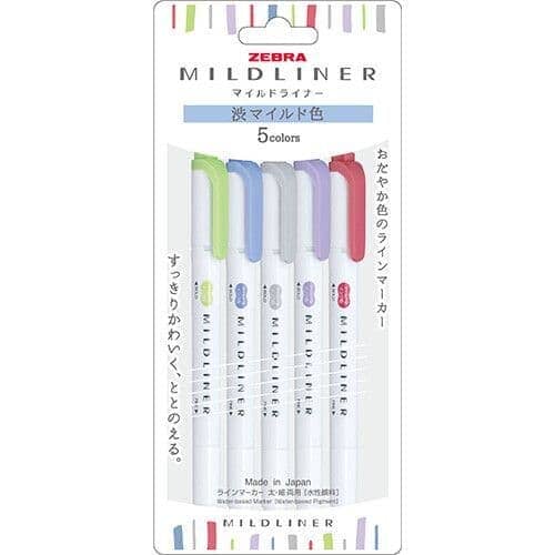 Zebra Mildliners Double-Sided Highlighters Fine/Bold - Cool and Refined Set 5pk Writing & Coloring Zebra 