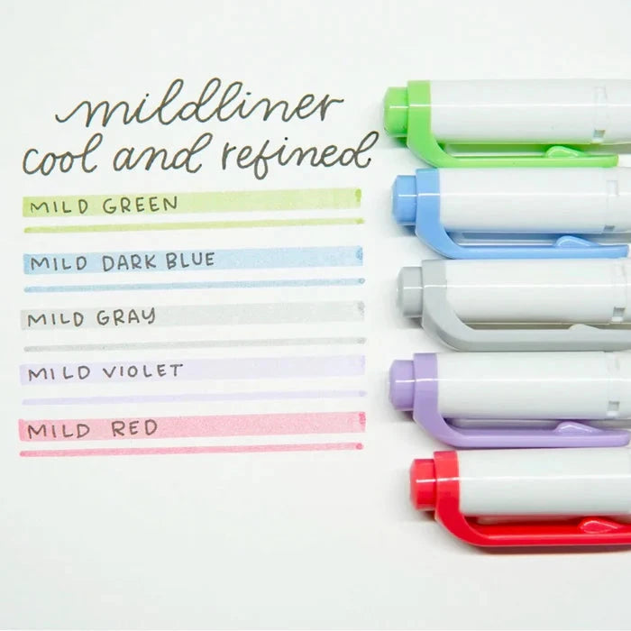 Zebra Mildliners Double-Sided Highlighters Fine/Bold - Cool and Refined Set 5pk Writing & Coloring Zebra 