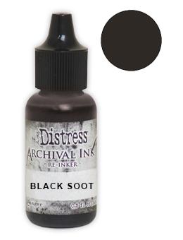 Tim Holtz® Distress Archival Re-Inker Black Soot .5 oz Ink Distress 