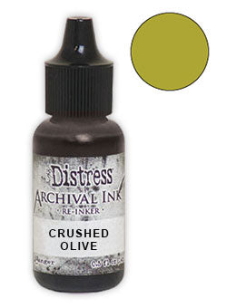 Tim Holtz Distress® Archival Re-Inker Crushed Olive .5 oz Ink Distress 