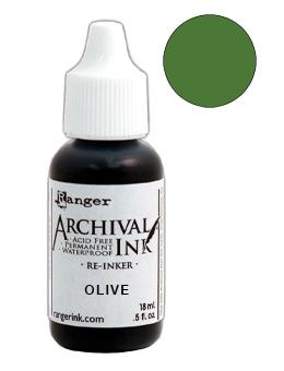 Archival Ink™ Pads Re-Inker Olive, 0.5oz Ink Archival Ink 