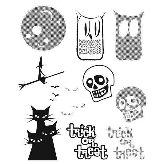 Tim Holtz® Stampers Anonymous - Cling Mount Stamps - Halftone Halloween Stamps Tim Holtz Other 