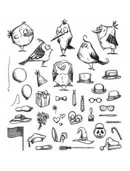 Tim Holtz® Stampers Anonymous - Cling Mount Stamps - Mini Bird Crazy & Things Stamps Tim Holtz Other 