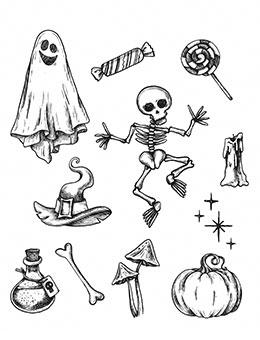 Tim Holtz Stampers Anonymous Cling Mount Stamp Halloween Doodles Stampers Anonymous Tim Holtz Other 