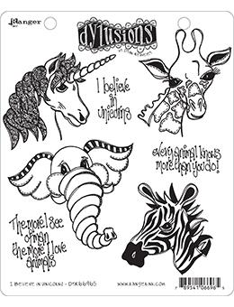 Dylusions Cling Mount Stamps I Believe In Unicorns Stamps Dylusions 
