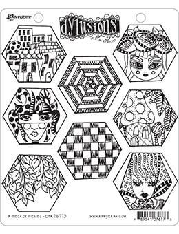 Dylusions Cling Mount Stamps A Heck of Hexies Stamps Dylusions 