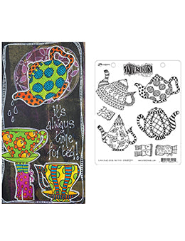 Dylusions Cling Mount Stamps Everything Stops for Tea Stamps Dylusions 