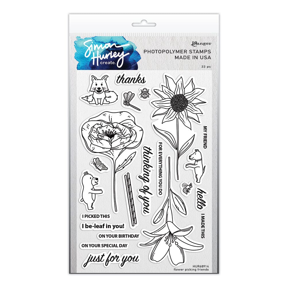 Simon Hurley create. Photopolymer Stamp Flower Picking Friends Stamps Simon Hurley Stamp 