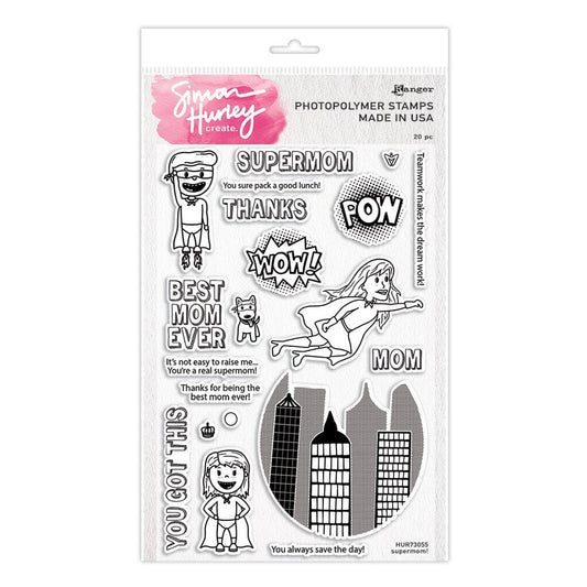 Simon Hurley create. Photopolymer Stamp Supermom! Stamps Simon Hurley Stamp 
