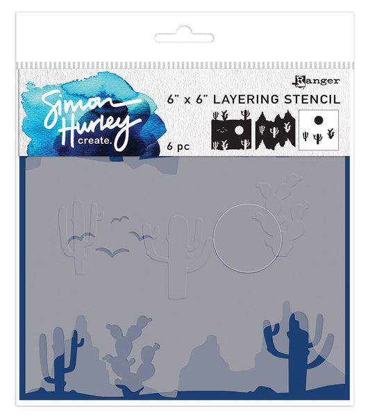 Simon Hurley create. Layering Stencil 6x6 Sedona Scene Maker Stencil Simon Hurley 