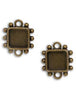 Hobnail Square Antique Brass Small Bezels, 2 pcs. Bezels & Charms ICE Resin® 