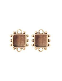 Hobnail Square Antique Brass Small Bezels, 2 pcs. Bezels & Charms ICE ResinÂ® 
