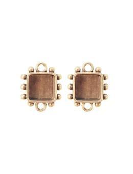 Hobnail Square Antique Brass Small Bezels, 2 pcs. Bezels & Charms ICE Resin® 