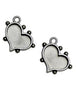 Hobnail Heart Antique Silver Small Bezels, 2 pcs. Bezels & Charms ICE Resin® 