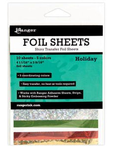 Ranger Shiny Transfer Foil Sheets Holiday, 10pc Foil Sheets Ranger Brand 