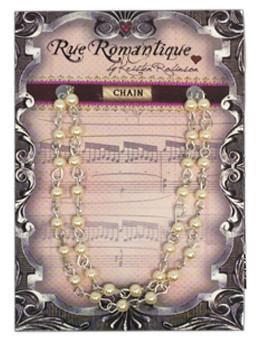 Rue Romantique Finished Chain- 4mm Cream Pearl 18" Bezels & Charms ICE Resin® 
