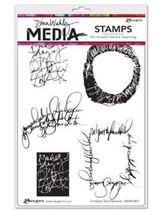 Dina Wakley Media Stamps Scribbled Text Elements Stamps Dina Wakley Media 