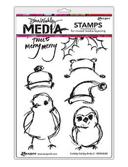 Dina Wakley Media Stamp Scribbly Holiday Birdie 2 Stamps Dina Wakley Media 