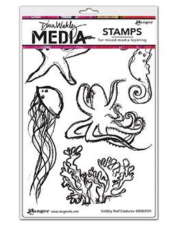 Dina Wakley Media Stamp Scribbly Reef Creatures Stamps Dina Wakley Media 