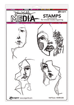 Dina Wakley Media Stamp Half Faces Stamps Dina Wakley Media 