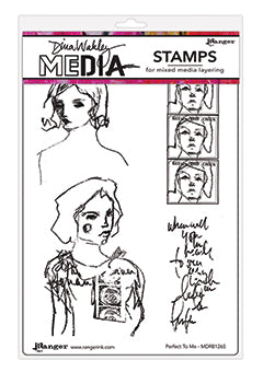 Dina Wakley Media Cling Stamps 6 Inch X 9 Inch-Face In The Crowd 