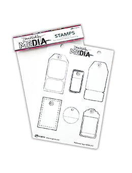 Dina Wakley Media Stamp Perforated Tags Stamps Dina Wakley Media 