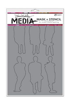 Dina Wakley Media Mask + Stencil Funky Silhouettes Stencil Dina Wakley Media 