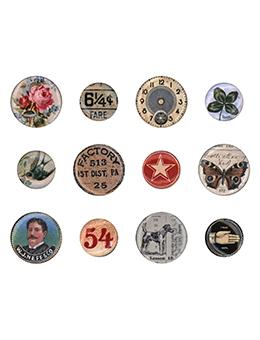 Collection of 48 Different Vintage Buttons and Pins