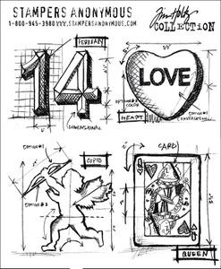 Tim Holtz® Stampers Anonymous Cling Stamps Valentine Blueprints Stamps Tim Holtz Other 